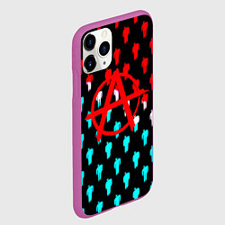 Чехол iPhone 11 Pro матовый Анархия человечки паттерн, цвет: 3D-фиолетовый — фото 2