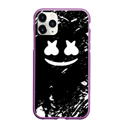 Чехол iPhone 11 Pro матовый Marshmello брызги красок, цвет: 3D-фиолетовый