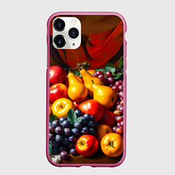 Чехол iPhone 11 Pro матовый Фруктовый натюрморт, цвет: 3D-малиновый