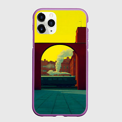 Чехол iPhone 11 Pro матовый Арт с поездом, цвет: 3D-фиолетовый