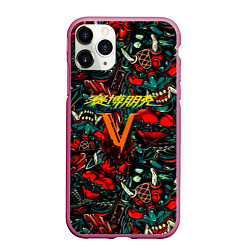 Чехол iPhone 11 Pro матовый God of War битва огня, цвет: 3D-малиновый