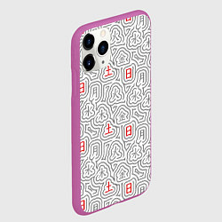 Чехол iPhone 11 Pro матовый Серые будни и красные выходные иероглифами, цвет: 3D-фиолетовый — фото 2