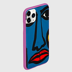 Чехол iPhone 11 Pro матовый Арт с лицами, цвет: 3D-фиолетовый — фото 2