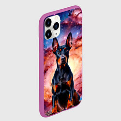 Чехол iPhone 11 Pro матовый Доберман в космосе, цвет: 3D-фиолетовый — фото 2