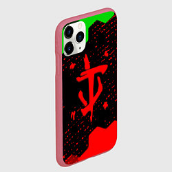 Чехол iPhone 11 Pro матовый Doom лого соты текстура, цвет: 3D-малиновый — фото 2