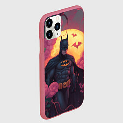 Чехол iPhone 11 Pro матовый Бэтмен и дерево с цветами, цвет: 3D-малиновый — фото 2