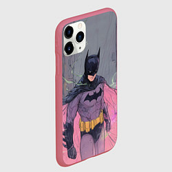 Чехол iPhone 11 Pro матовый Бэтмен с розовым плащом, цвет: 3D-малиновый — фото 2