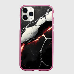 Чехол iPhone 11 Pro матовый Красно-черная потресканная текстура, цвет: 3D-малиновый
