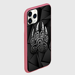 Чехол iPhone 11 Pro матовый Велес лапа медведя, цвет: 3D-малиновый — фото 2