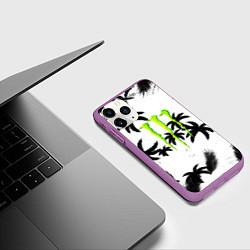 Чехол iPhone 11 Pro матовый Monster energy пальмы, цвет: 3D-фиолетовый — фото 2