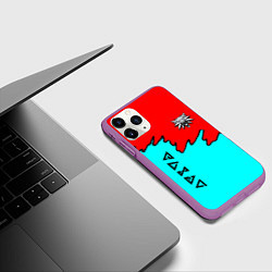 Чехол iPhone 11 Pro матовый Ведьмак краски логотип, цвет: 3D-фиолетовый — фото 2
