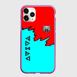 Чехол iPhone 11 Pro матовый Ведьмак краски логотип, цвет: 3D-фиолетовый