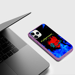 Чехол iPhone 11 Pro матовый Киберпанк голубой огонь, цвет: 3D-фиолетовый — фото 2