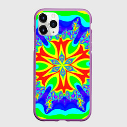 Чехол iPhone 11 Pro матовый Неоновая психоделика узор, цвет: 3D-фиолетовый