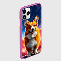 Чехол iPhone 11 Pro матовый Корги и космическое небо, цвет: 3D-фиолетовый — фото 2