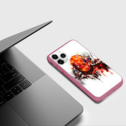 Чехол iPhone 11 Pro матовый Дэдпул краски, цвет: 3D-малиновый — фото 2