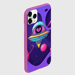 Чехол iPhone 11 Pro матовый Летающая тарелка с сердцем, цвет: 3D-фиолетовый — фото 2
