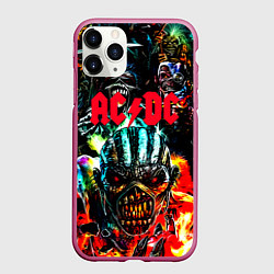 Чехол iPhone 11 Pro матовый ACDC рок монстры, цвет: 3D-малиновый