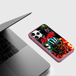 Чехол iPhone 11 Pro матовый ACDC рок монстры, цвет: 3D-малиновый — фото 2