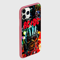 Чехол iPhone 11 Pro матовый ACDC рок монстры, цвет: 3D-малиновый — фото 2