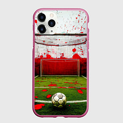 Чехол iPhone 11 Pro матовый Мини-футбол, цвет: 3D-малиновый