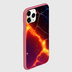 Чехол iPhone 11 Pro матовый Сине-оранжевые молнии текстура, цвет: 3D-малиновый — фото 2