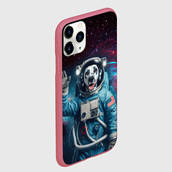Чехол iPhone 11 Pro матовый Далматинец бравый космонавт - нейроарт, цвет: 3D-малиновый — фото 2