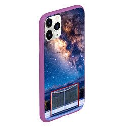 Чехол iPhone 11 Pro матовый Хоккейные ворота в ночи, цвет: 3D-фиолетовый — фото 2