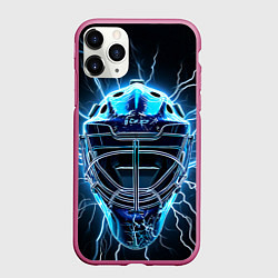 Чехол iPhone 11 Pro матовый Маска голкипера в молниях, цвет: 3D-малиновый