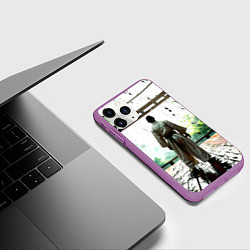 Чехол iPhone 11 Pro матовый Боец айкидо в Японии, цвет: 3D-фиолетовый — фото 2