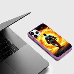 Чехол iPhone 11 Pro матовый Айкидоист и огненный вихрь, цвет: 3D-фиолетовый — фото 2