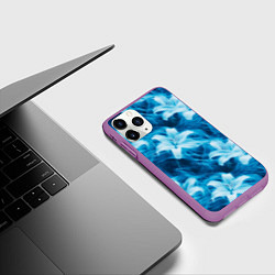 Чехол iPhone 11 Pro матовый Размытые белые лилии и дым - цветочный паттерн, цвет: 3D-фиолетовый — фото 2