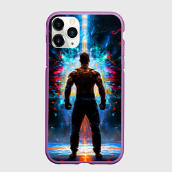 Чехол iPhone 11 Pro матовый Крав-мага боец, цвет: 3D-фиолетовый