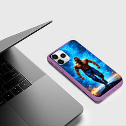 Чехол iPhone 11 Pro матовый Реслер в огне, цвет: 3D-фиолетовый — фото 2