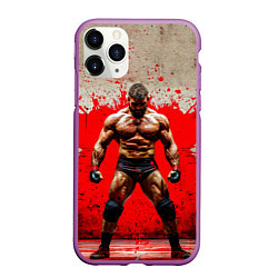 Чехол iPhone 11 Pro матовый Реслер на красном, цвет: 3D-фиолетовый