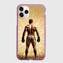 Чехол iPhone 11 Pro матовый Боксер на бежевом, цвет: 3D-фиолетовый