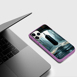 Чехол iPhone 11 Pro матовый Боксерская груша на черном, цвет: 3D-фиолетовый — фото 2