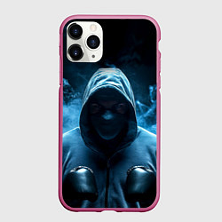 Чехол iPhone 11 Pro матовый Боксер в дыму, цвет: 3D-малиновый
