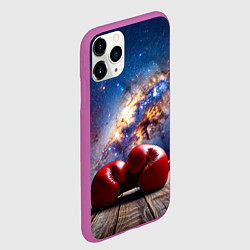 Чехол iPhone 11 Pro матовый Боксерские перчатки в космосе, цвет: 3D-фиолетовый — фото 2