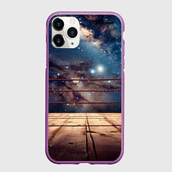 Чехол iPhone 11 Pro матовый Космический ринг, цвет: 3D-фиолетовый