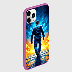 Чехол iPhone 11 Pro матовый Боец джиу-джитсу в синем пламени, цвет: 3D-фиолетовый — фото 2