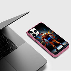 Чехол iPhone 11 Pro матовый Греко-римский борец на черном, цвет: 3D-малиновый — фото 2