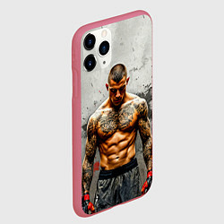 Чехол iPhone 11 Pro матовый Дастин Порье на сером, цвет: 3D-малиновый — фото 2