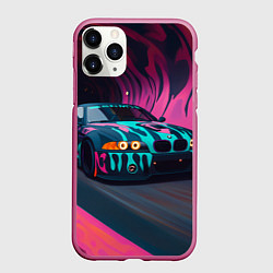 Чехол iPhone 11 Pro матовый БМВ граффити стиль, цвет: 3D-малиновый
