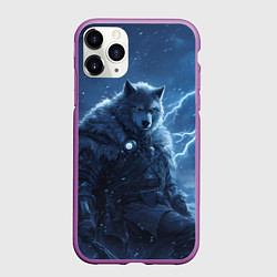 Чехол iPhone 11 Pro матовый Волк повелитель молний, цвет: 3D-фиолетовый
