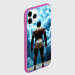 Чехол iPhone 11 Pro матовый Мухаммед Али в синем дыму, цвет: 3D-фиолетовый — фото 2