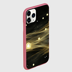 Чехол iPhone 11 Pro матовый Золотистый свет на черной текстуре, цвет: 3D-малиновый — фото 2