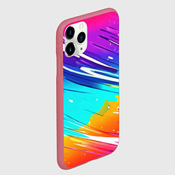 Чехол iPhone 11 Pro матовый Радужные брызги краски текстура, цвет: 3D-малиновый — фото 2