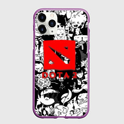 Чехол iPhone 11 Pro матовый Dota черно белые персонажи, цвет: 3D-фиолетовый