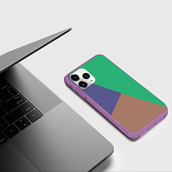 Чехол iPhone 11 Pro матовый Триада зелёный фиолетовый и коричневый геометричны, цвет: 3D-фиолетовый — фото 2